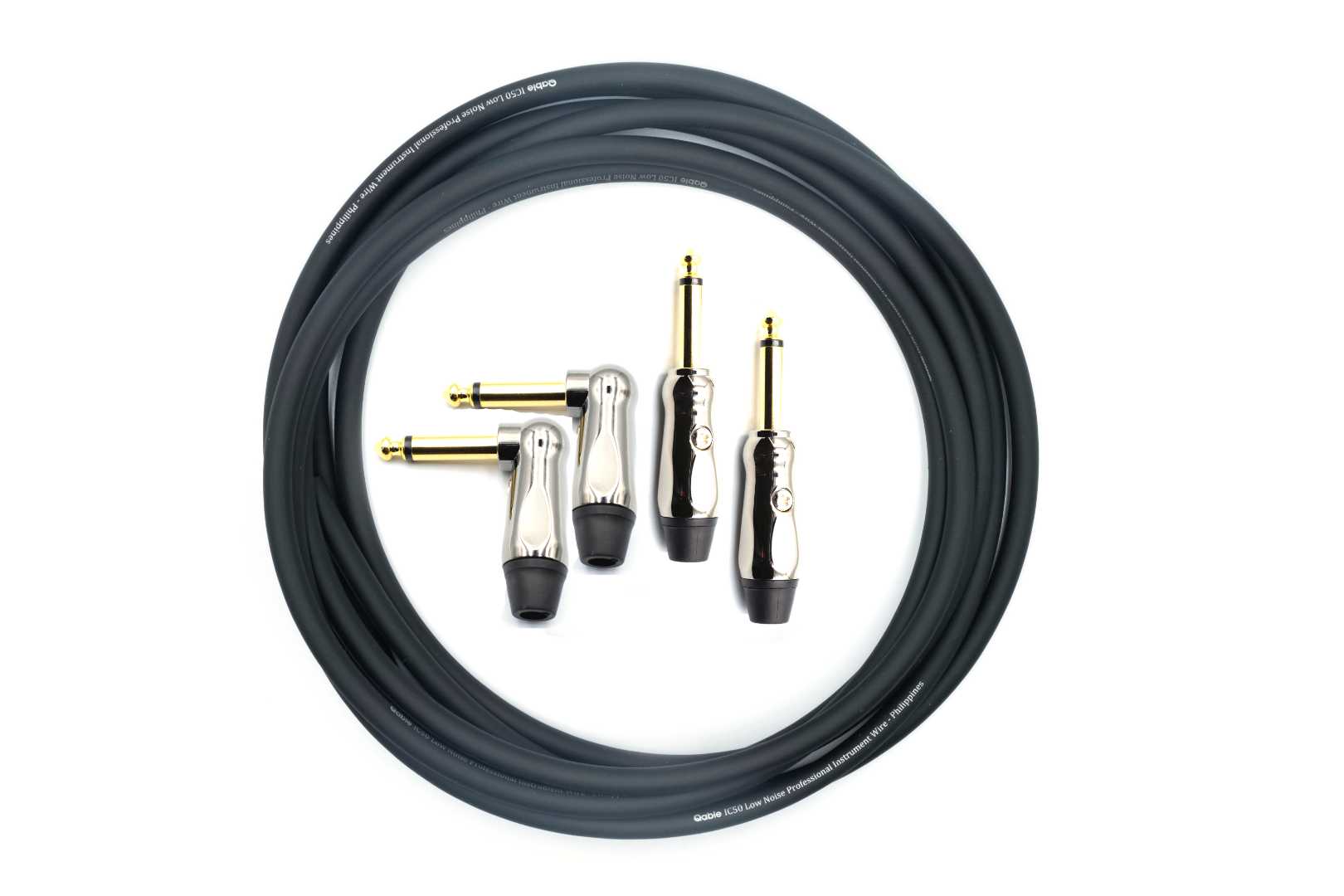 Qable Solderless Instrument Cable Kit Angled Straight Plugs