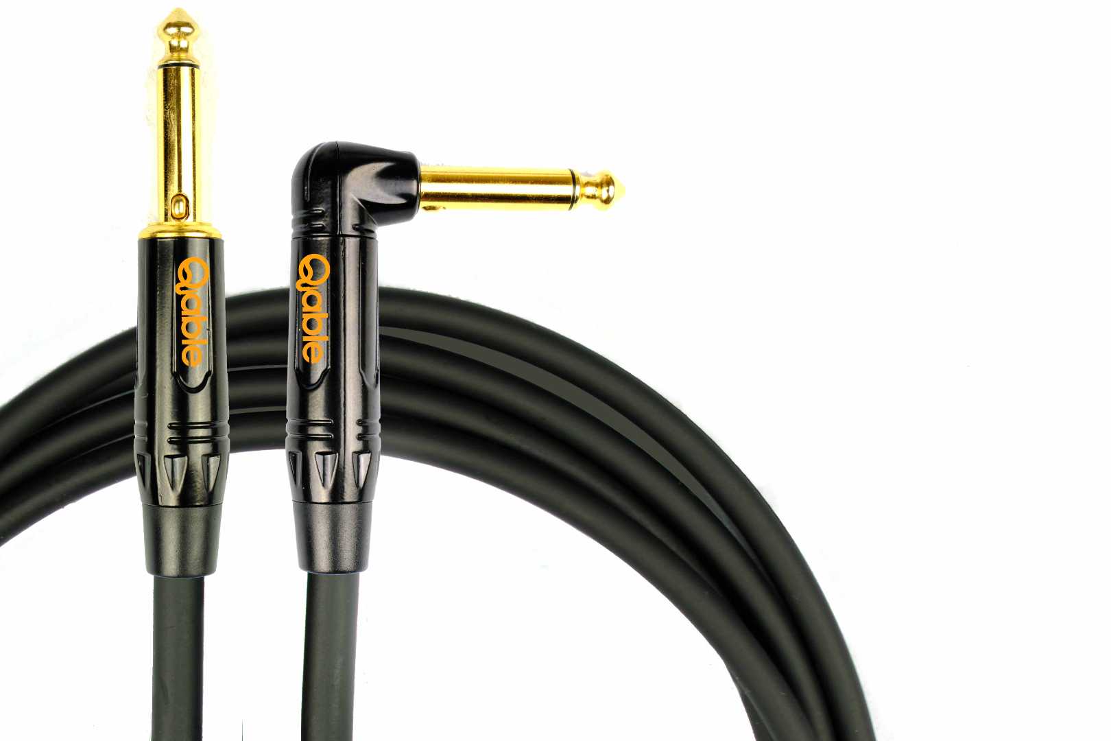 Qable TS50 Mono Silent / Mute Straight to Angled Plug Cable for Instruments