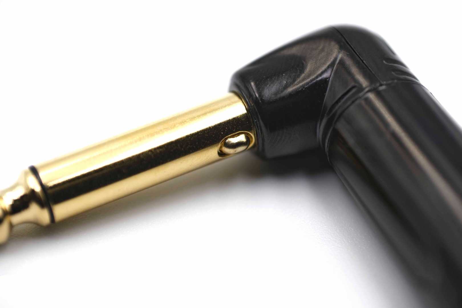 Qable TS50 Mono Silent / Mute Straight to Angled Plug Cable for Instruments